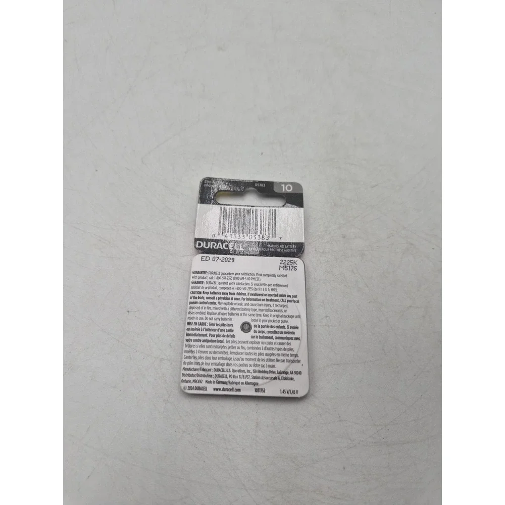 Duracell Zinc Air 10 1.5V Hearing Aid Battery 8pk New